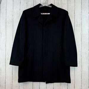 Andrew Fezza Black/Grey Alpaca Blend Top Coat Overcoat Mens Size 42 Long Winter